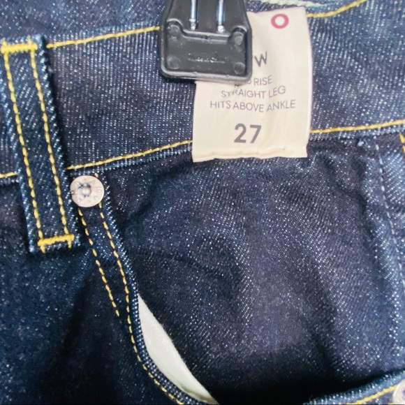 NWT AMO Bow Mid-Rise Straight Dark Blue Cropped Jeans - Picture 7 of 9